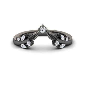 Parineeti White Diamond Midnight Leaf Wedding Band