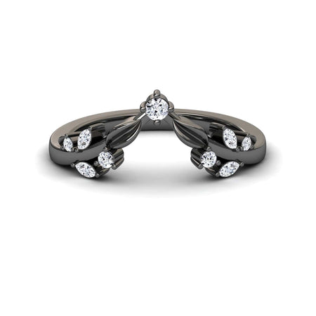 Parineeti White Diamond Midnight Leaf Wedding Band