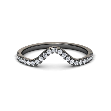 White Diamond Unique Contour Wedding Band - Ruihua