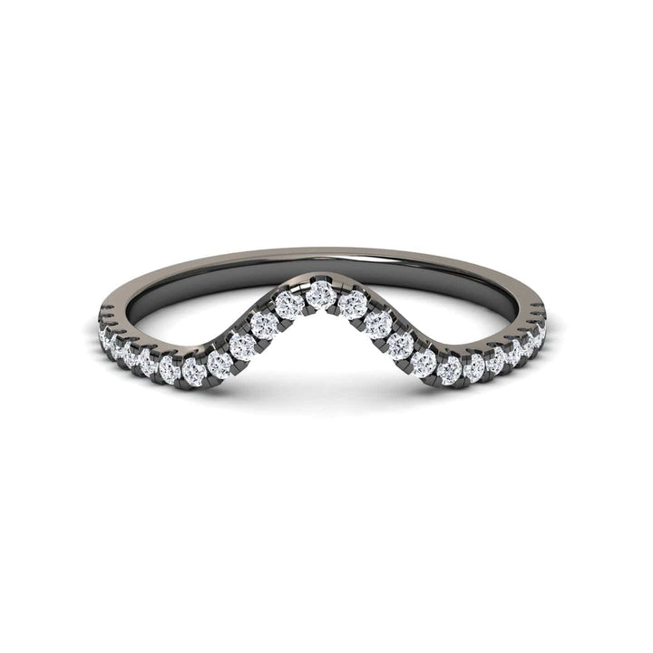 White Diamond Unique Contour Wedding Band - Ruihua