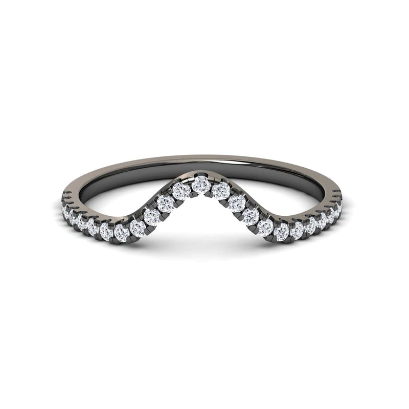 White Diamond Unique Contour Wedding Band - Ruihua