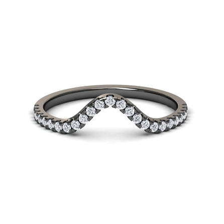 White Diamond Unique Contour Wedding Band - Ruihua