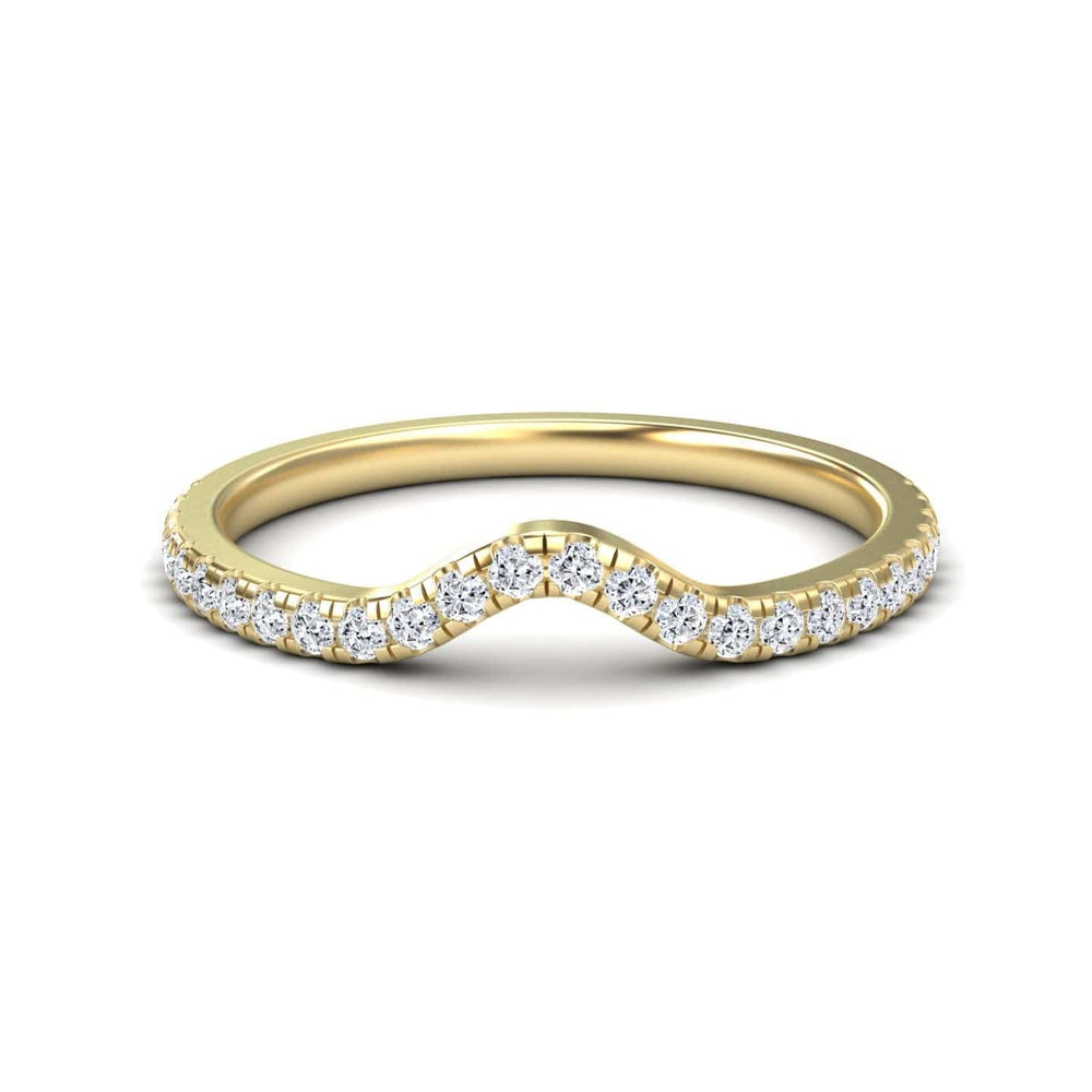 White Diamond Chevron Contour Wedding Band - Lorena