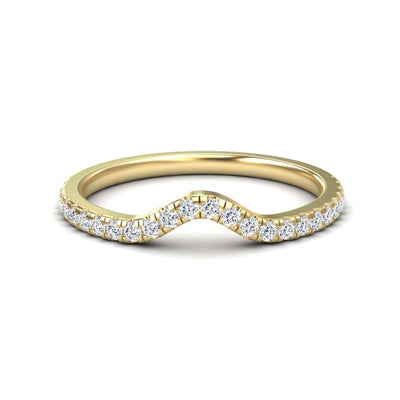 White Diamond Chevron Contour Wedding Band