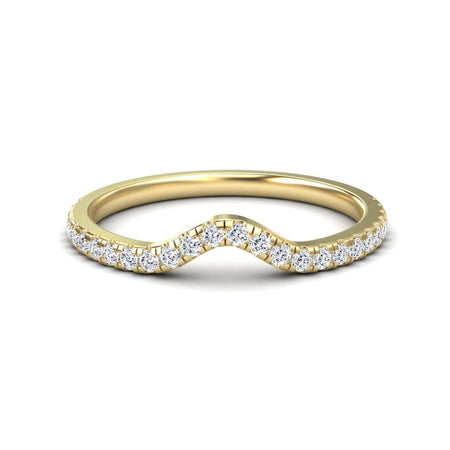 White Diamond Chevron Contour Wedding Band - Lorena