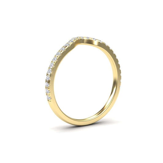 White Diamond Chevron Contour Wedding Band - Lorena