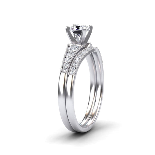 White Diamond Vintage-Inspired Bridal Engagement Ring - Tracy