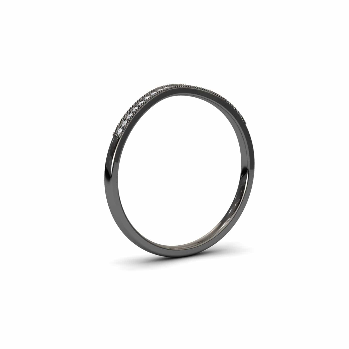 White Diamond Milgrain Curved Wedding Band - Xiumei