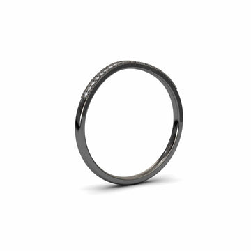 White Diamond Milgrain Curved Wedding Band - Xiumei