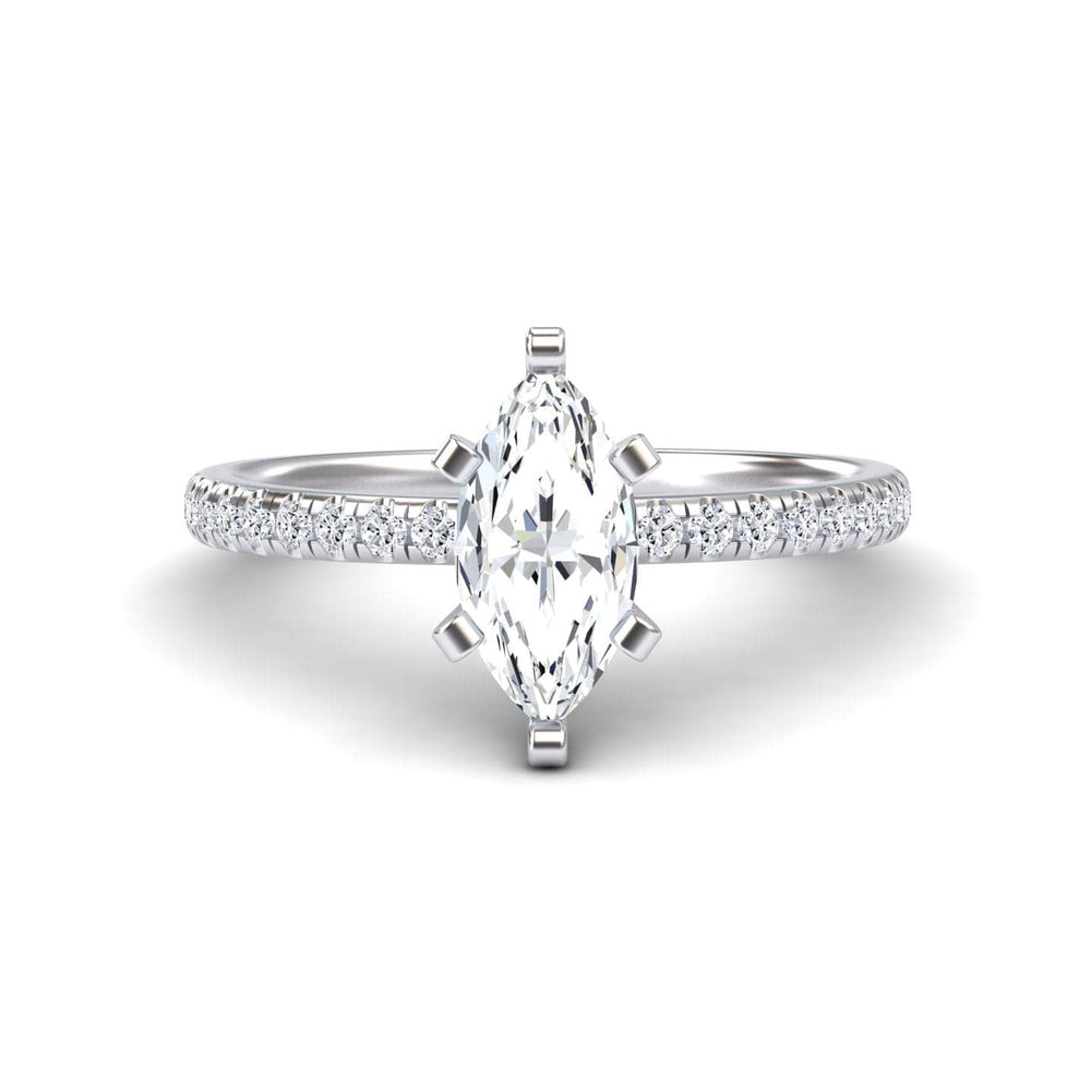 White Diamond Modern Pave Set Engagement Ring