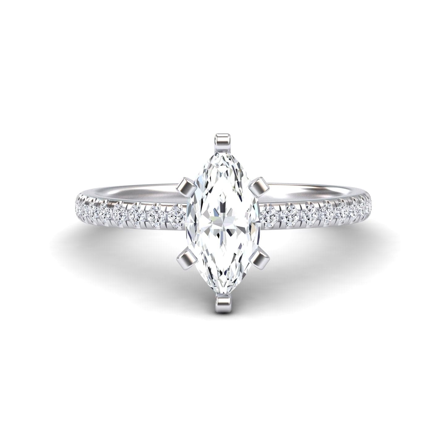 White Diamond Modern Pave Set Engagement Ring - Nerissa