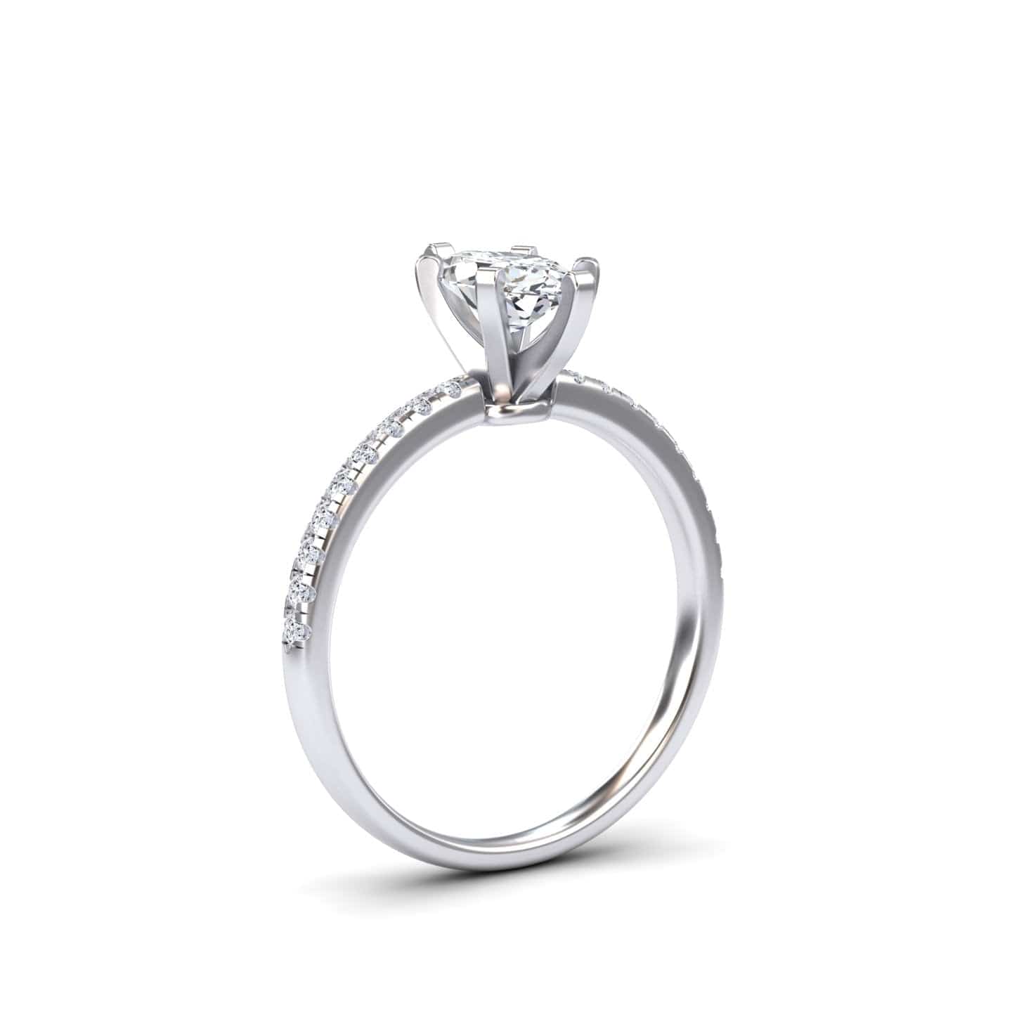 White Diamond Modern Pave Set Engagement Ring - Nerissa