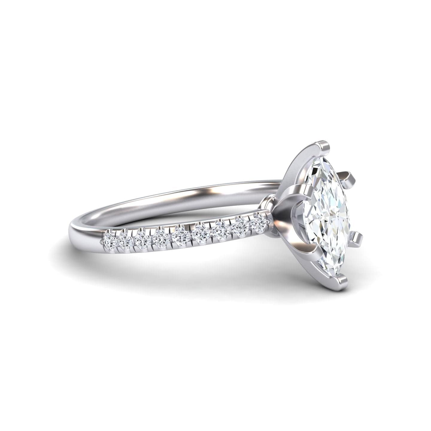 White Diamond Modern Pave Set Engagement Ring - Nerissa