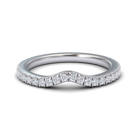 White Diamond Three-Quarter Curved Wedding Band - Chunhua