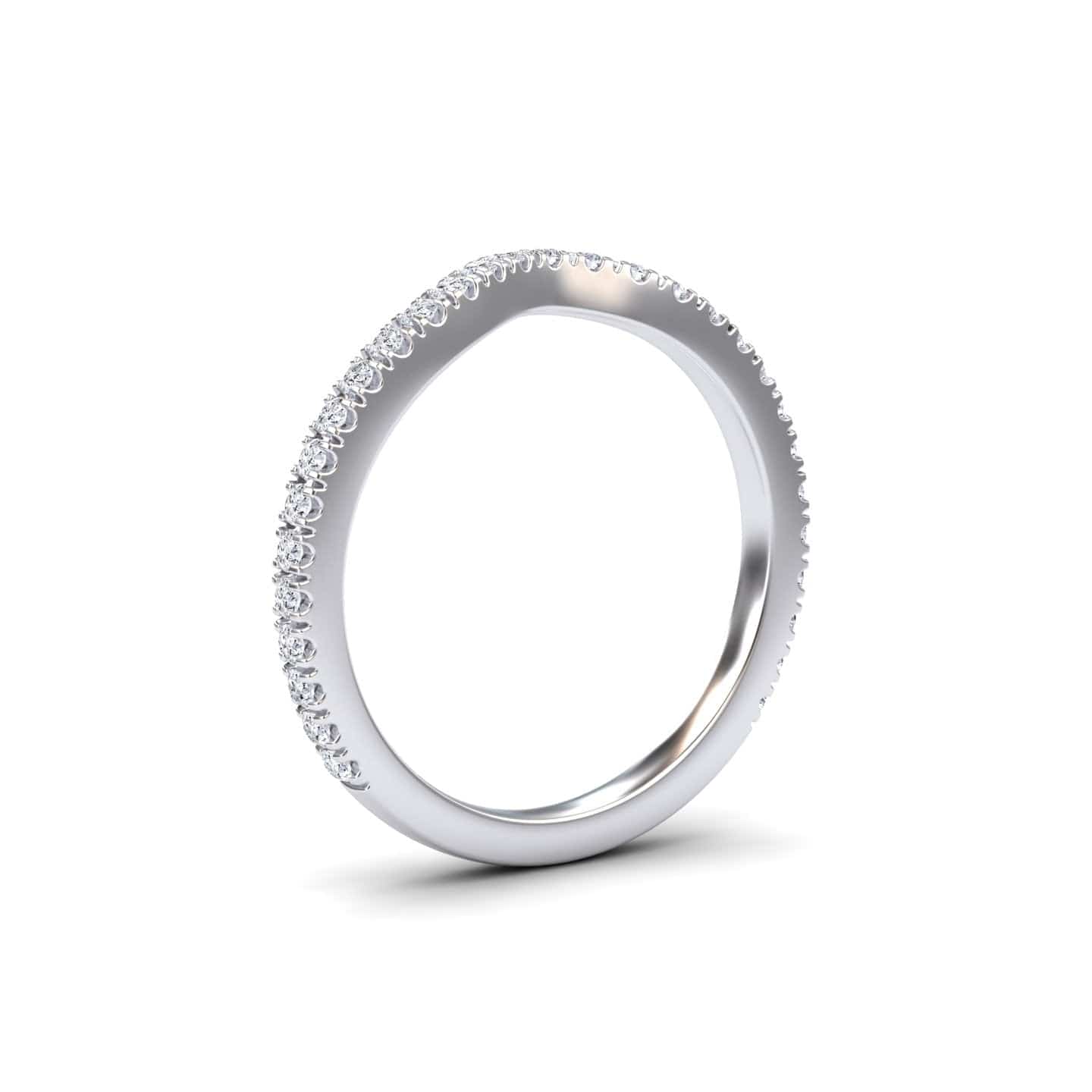 White Diamond Three-Quarter Curved Wedding Band - Chunhua