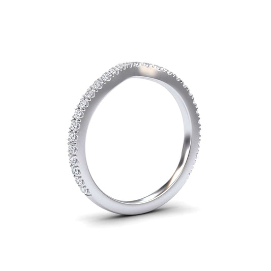 White Diamond Three-Quarter Curved Wedding Band - Chunhua