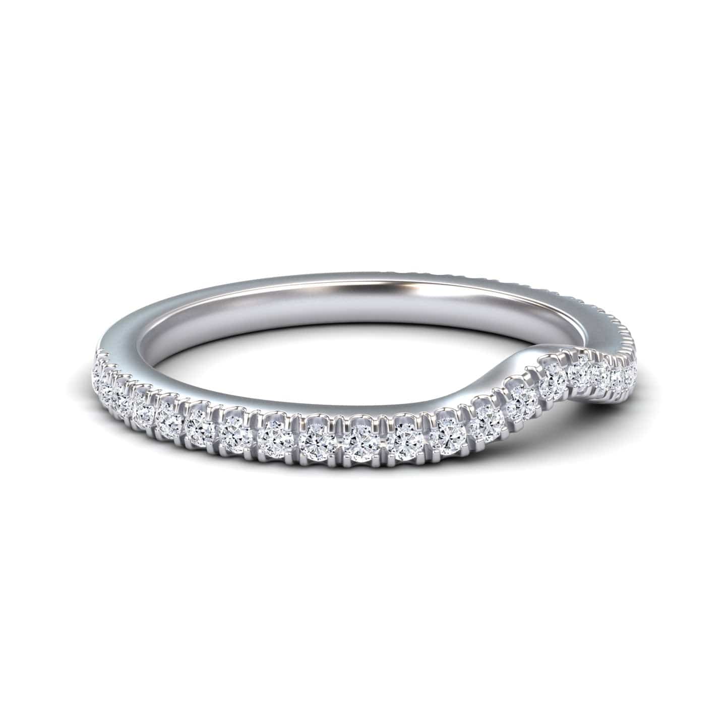 White Diamond Three-Quarter Curved Wedding Band - Chunhua