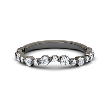 White Diamond Three-Quarter Modern Curved Wedding Band - Xinyi