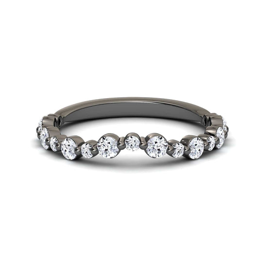 White Diamond Three-Quarter Modern Curved Wedding Band - Xinyi