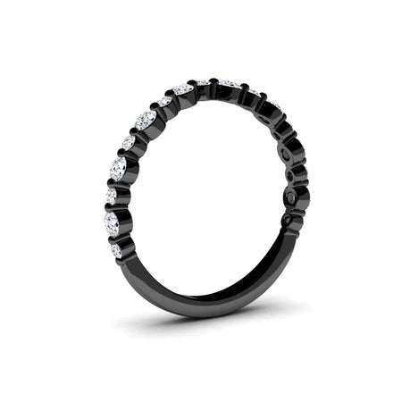 White Diamond Three-Quarter Modern Curved Wedding Band - Xinyi