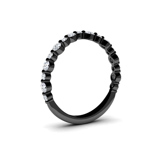 White Diamond Three-Quarter Modern Curved Wedding Band - Xinyi