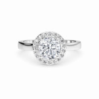 White Diamond Classic Halo Engagement Ring - Harperly - 18K White Gold - 0.50 Carat Round Diamond