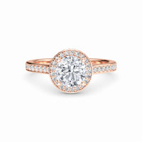 White Diamond Pave Set Classic Halo Engagement Ring - Mallory - 18K Rose Gold - 0.300 Carat Round Diamond