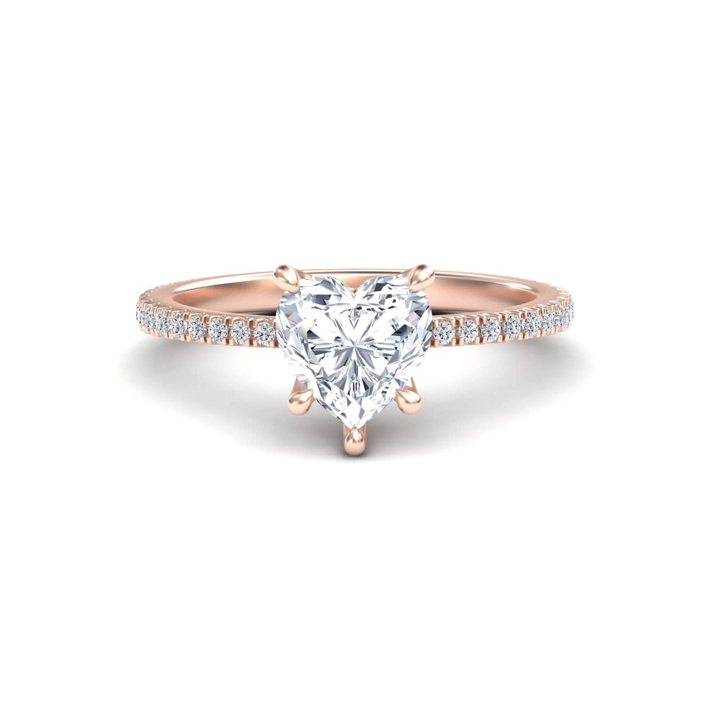 White Diamond Elegant Pave Solitaire Engagement Ring - Anahi