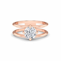 White Diamond Double Shank Hidden Halo Engagement Ring - Nova - 18K Rose Gold - 0.350 Carat Round Diamond