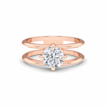 White Diamond Double Shank Hidden Halo Engagement Ring - Nova - 18K Rose Gold - 0.350 Carat Round Diamond