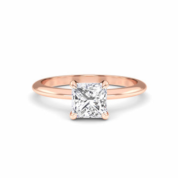 White Diamond Classic Solitaire Diamond Engagement Ring - Faith - 18K Rose Gold - 0.800 Carat Princess Diamond