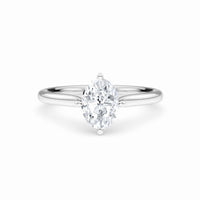 White Diamond V Prong Solitaire Engagement Ring - Therese - 18K White Gold - 0.320 Carat Oval Diamond