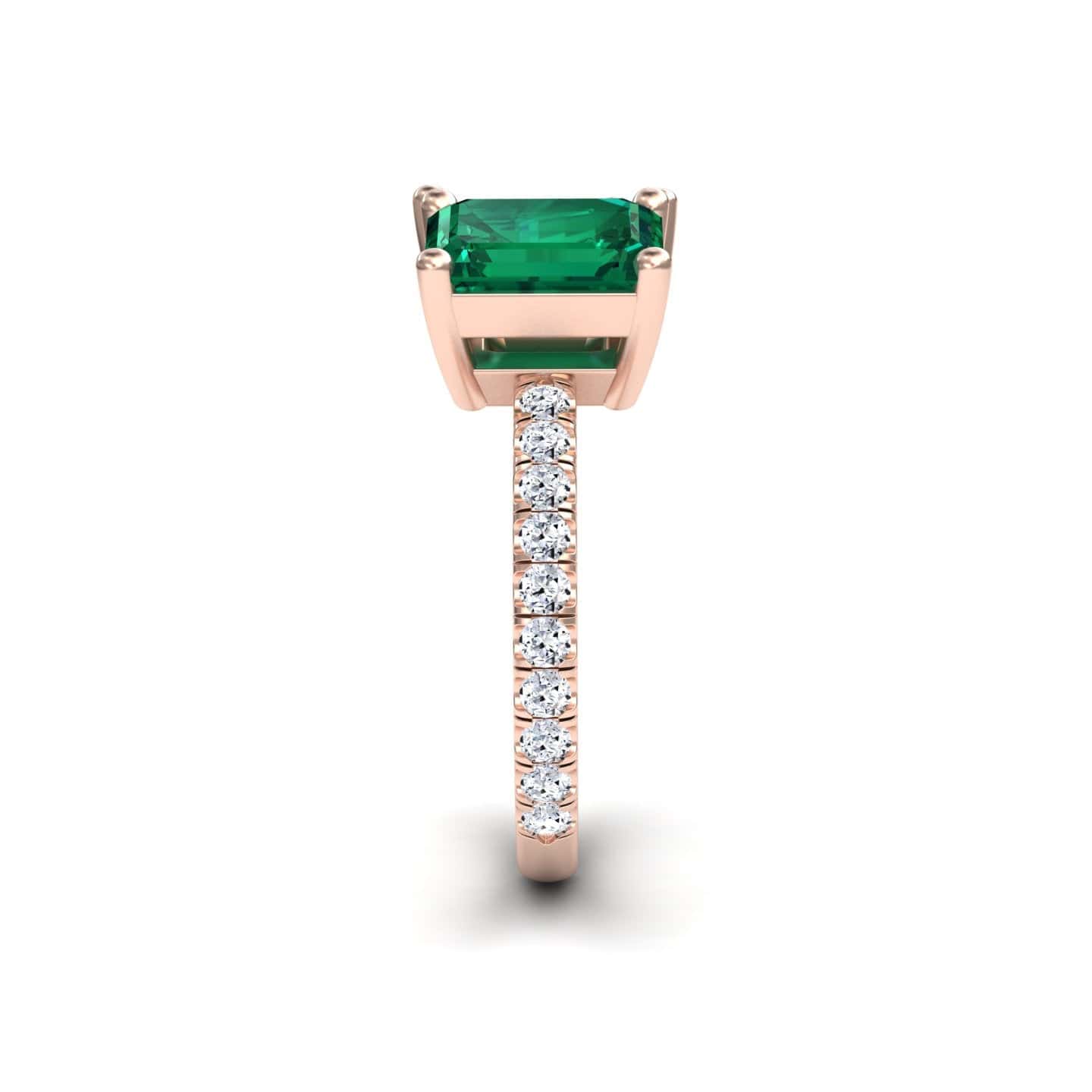 2.43-carat Lab Grown Emerald & Blue Sapphire Toi et Moi Ring in 14K white gold, Gauri style, side straight view