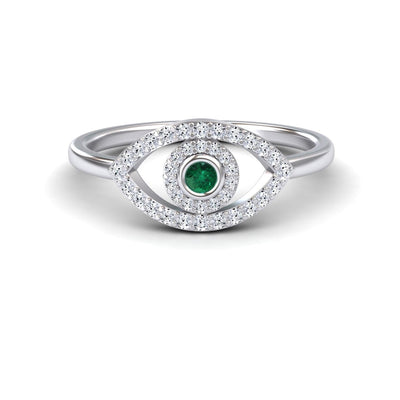 Emerald & Diamond Evil Eye Ring