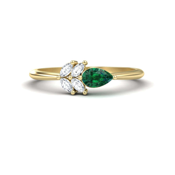 0.21-carat Emerald & Diamond Fancy Ring in 14K Yellow gold, julia style, front view