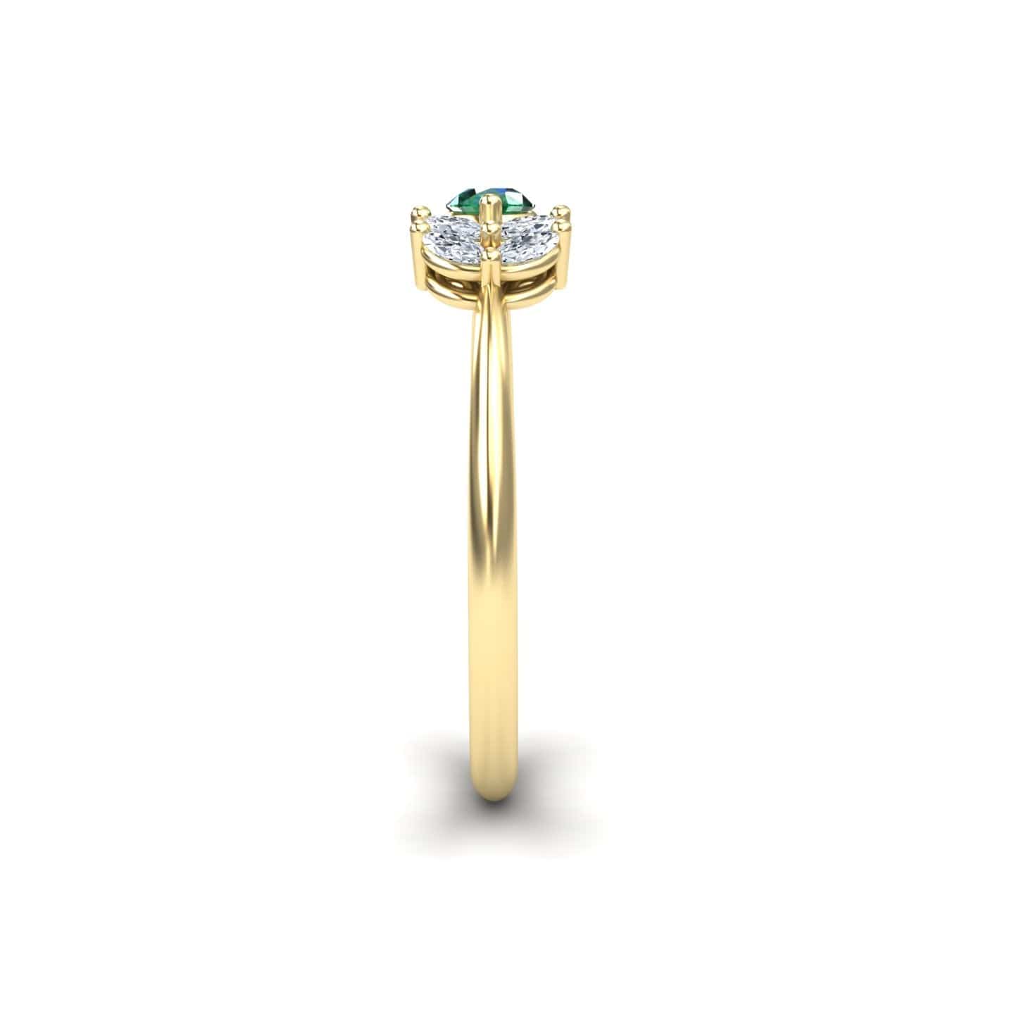0.21-carat Emerald & Diamond Fancy Ring in 14K Yellow gold, julia style, side straight view