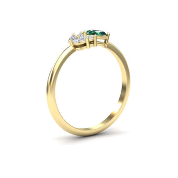 0.21-carat Emerald & Diamond Fancy Ring in 14K Yellow gold, julia style, side view