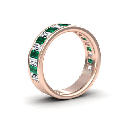 1.17-carat Emerald & Diamond Channel-Set Eternity Band in 14K Rose gold, kyra style, side view