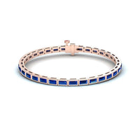 3.3-carat lab grown blue sapphire link bangle bracelet in 14K rose gold, ahana style, front view