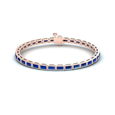 3.3-carat lab grown blue sapphire link bangle bracelet in 14K rose gold, ahana style, front view