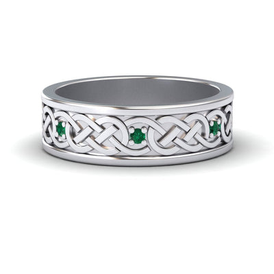 Emerald Celtic Knot Wedding Band