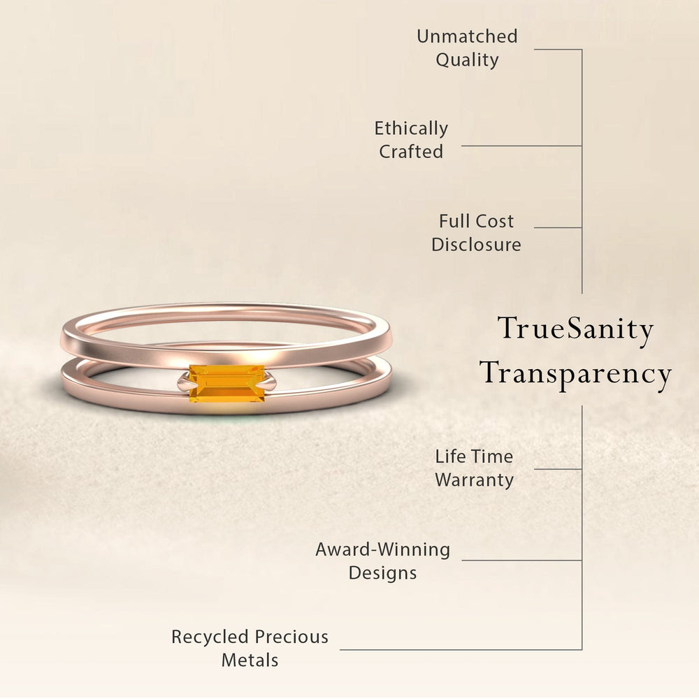 Citrine Minimalist Double Band Ring - Alia