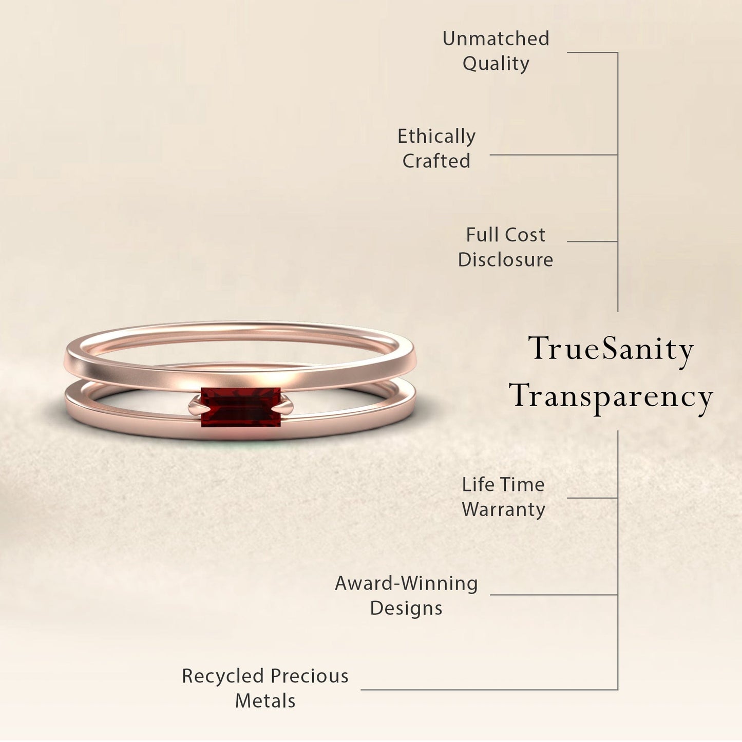 Garnet Minimalist Double Band Ring - Alia
