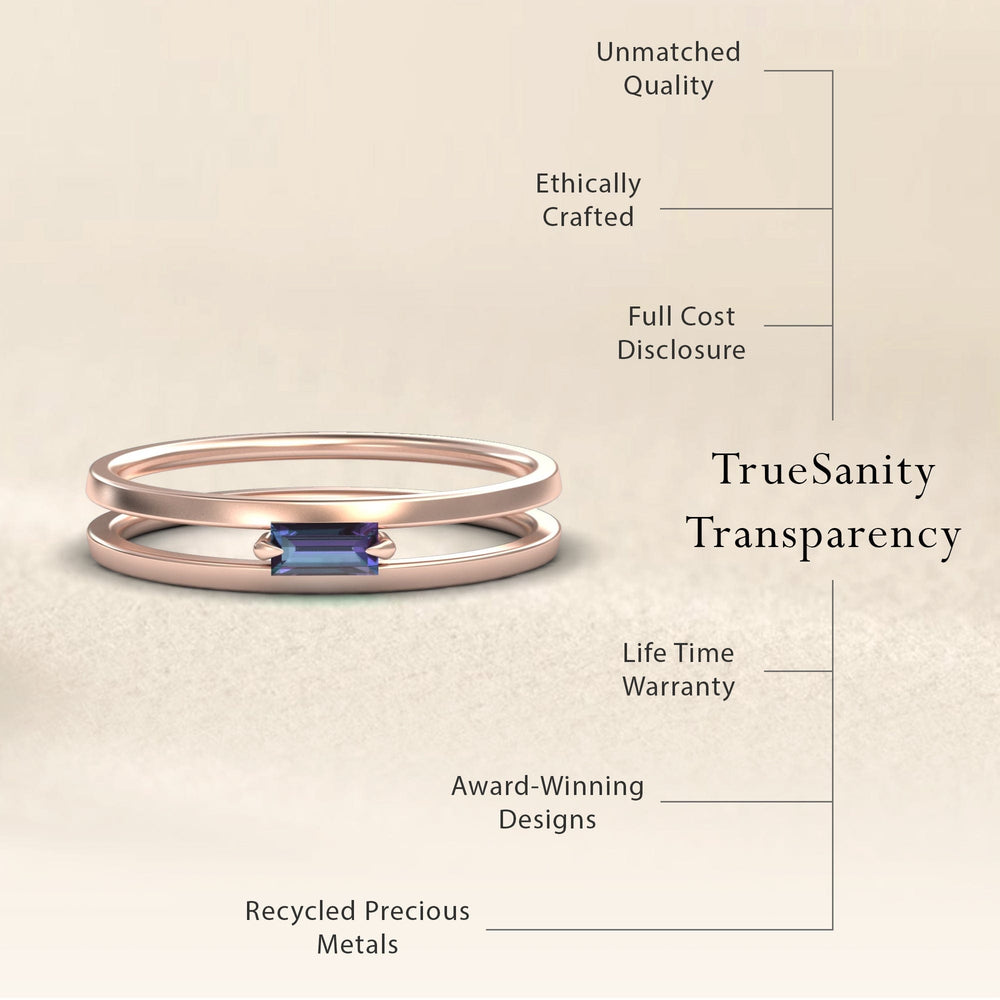 Lab Grown Alexandrite Minimalist Double Band Ring - Alia