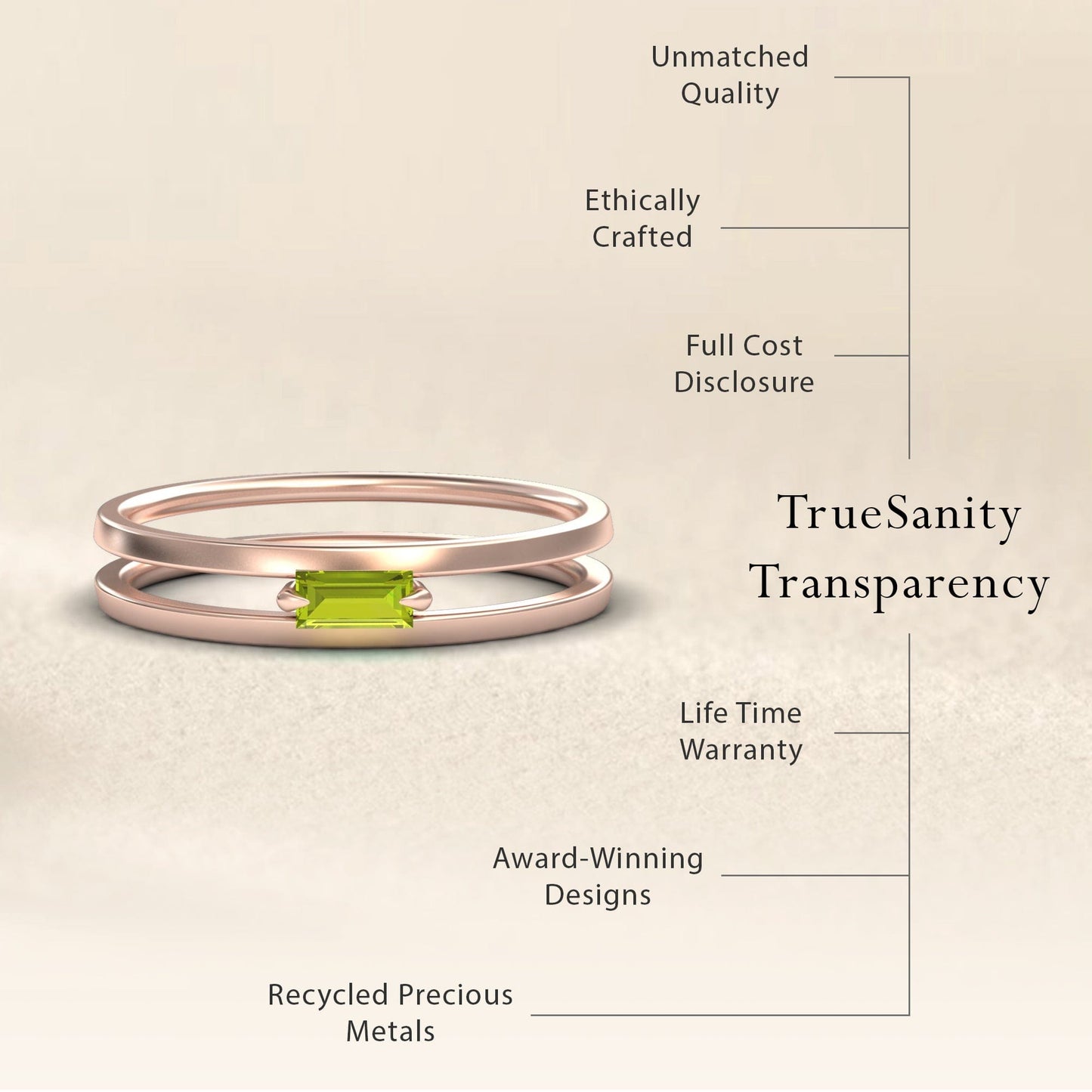 Peridot Minimalist Double Band Ring - Alia