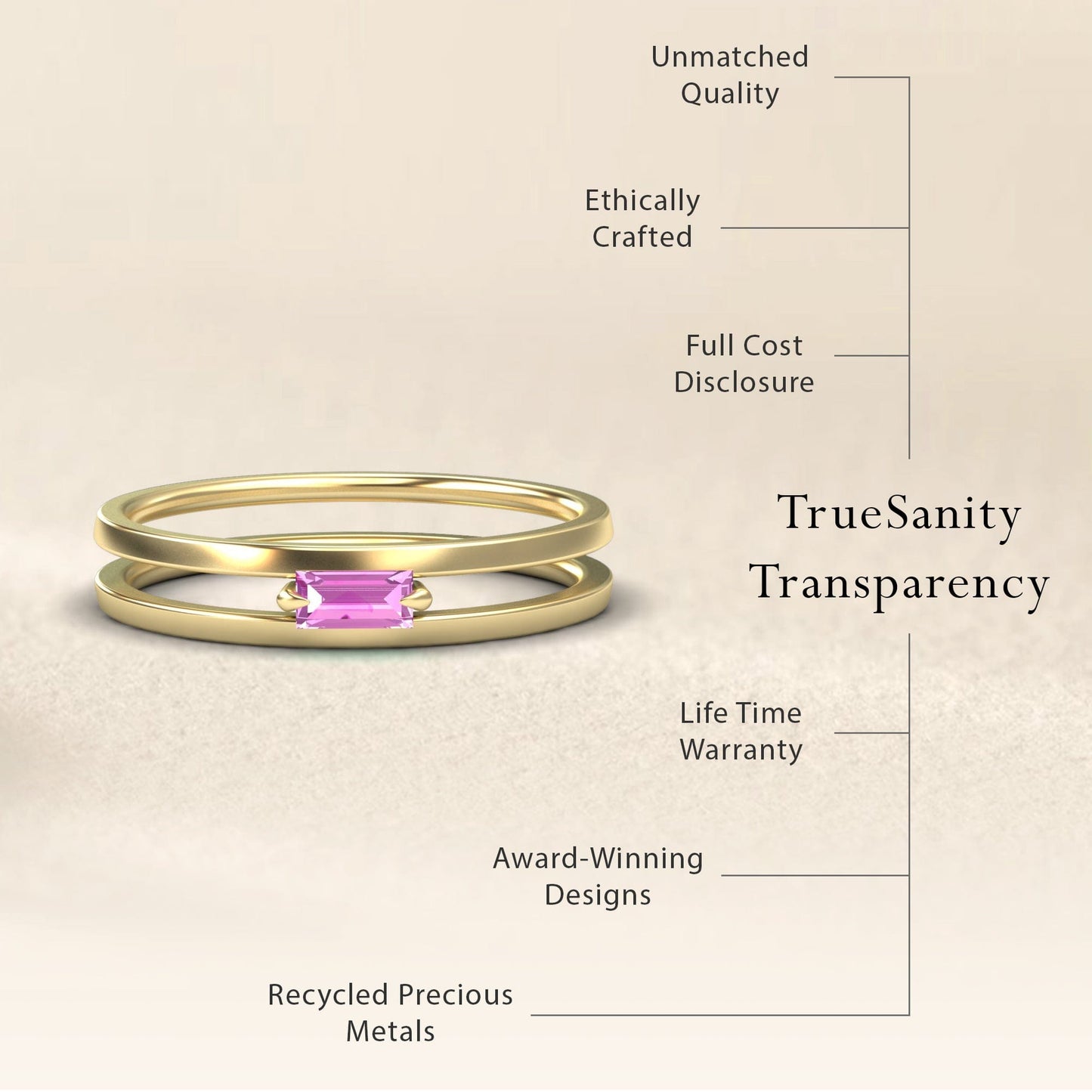 Pink Sapphire Minimalist Double Band Ring - Alia
