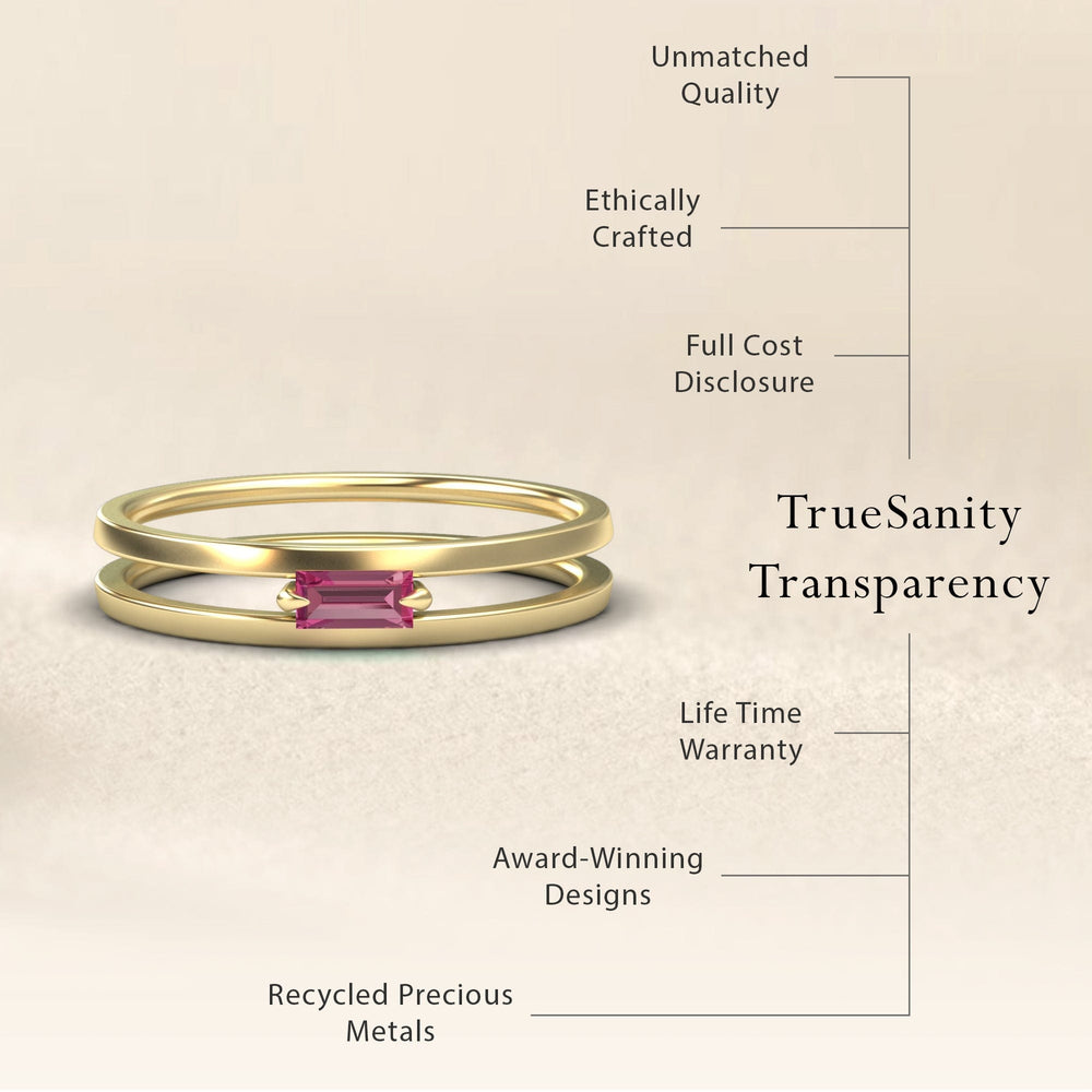 Pink Tourmaline Minimalist Double Band Ring - Alia