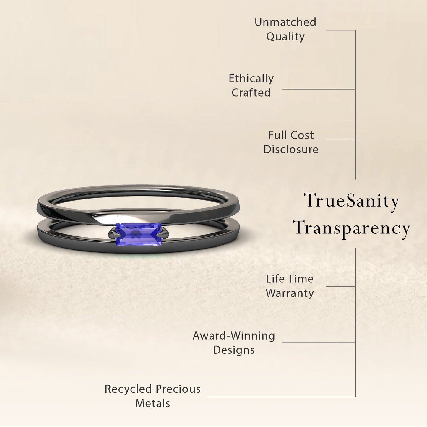 Tanzanite Minimalist Double Band Ring - Alia