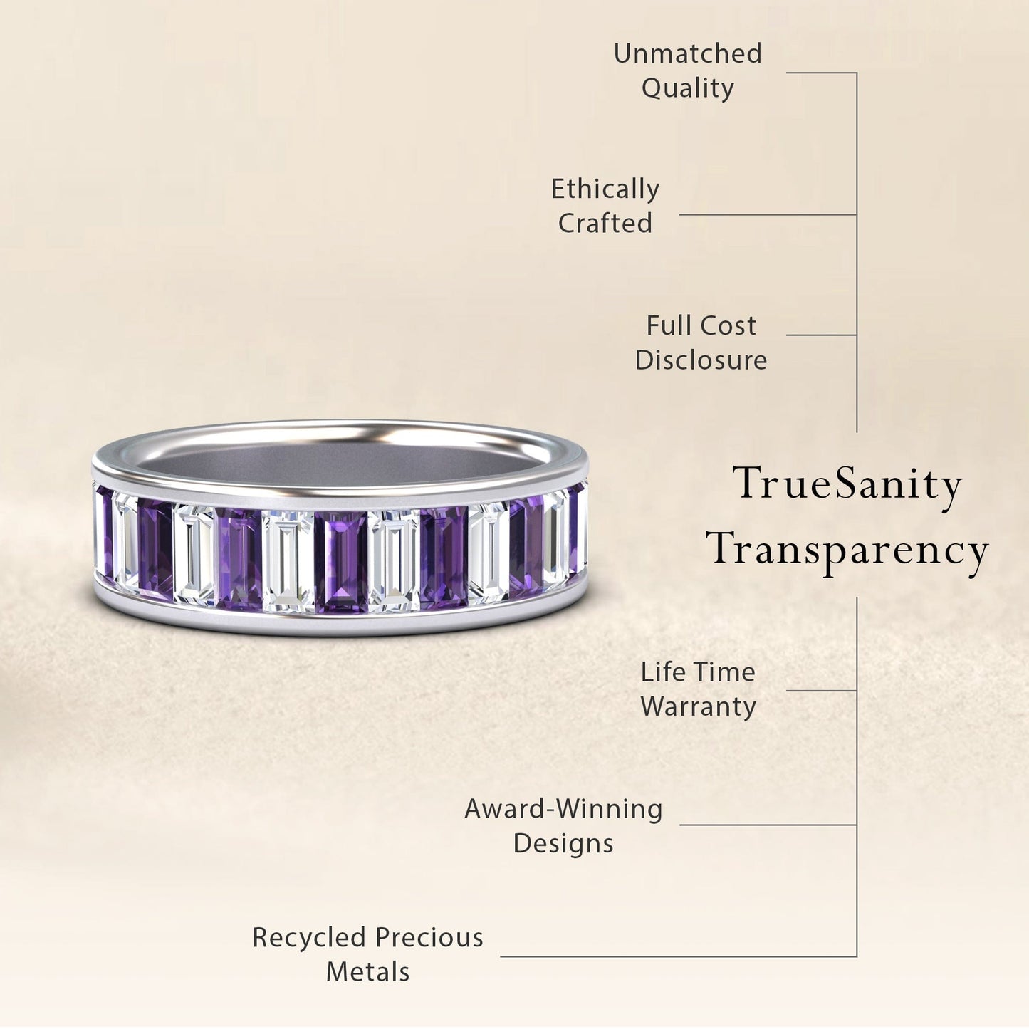 Amethyst & Diamond Channel-Set Eternity Band - Kyra