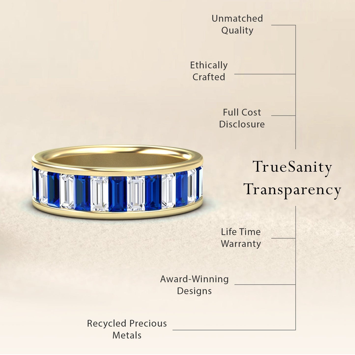 Blue Sapphire & Diamond Channel-Set Eternity Band - Kyra